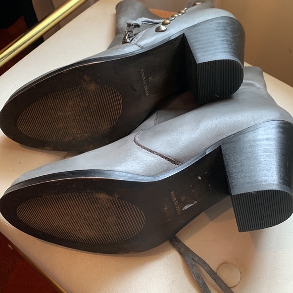 CHIO Studded Block Heels Gray Distressed Leather Ankle Boots Studded Boho 38 - Picture 7 of 8